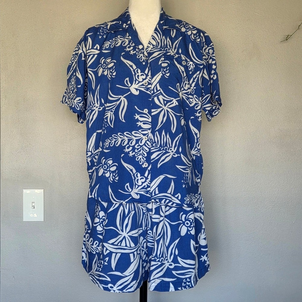 Vintage Liz Sport Tropical Floral Set Vacation Beach Petite Small Top Med Shorts